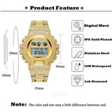 Digital Diamond Luxury Sport Stylish Gold Multifunction Electronic Watch