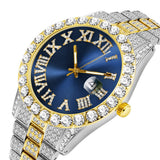 Full Iced Out Watch for Men Blue Red Green Dail Hip Hop Mens Watch Fashion Cool Bling Diamond Luxury Mens Watch