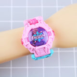 Disney Frozen Children's watches Cartoon Deformation Projection Toy School Student Electronic Robot kids Watch birthday gifts