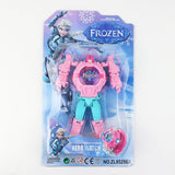 Disney Frozen Children's watches Cartoon Deformation Projection Toy School Student Electronic Robot kids Watch birthday gifts