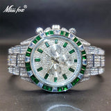 Ice Out Green Diamond Watch For Men Brand Luxury Sport Style Chronograph Men's Quartz Watch