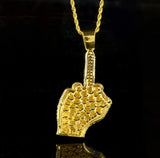Rock Middle Finger Pendant Necklace for Mens Hip Hop Jewelry Cool Fashion Rapper Chain Full Zircon Necklace Men's Party Pendant