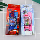 Disney Princess Elsa Kids Watches with box Leather Strap Cars Children Watch  Girls Boys Student Quartz Clock Dropshipping