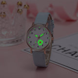 Casual Flower Children Watch Women Leather Belt Watches Simple Ladies' Small Dial Quartz Clock Dress Wristwatches Reloj mujer