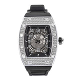 2023 New Tonneau Men Watches Iced Out Diamond Rubber Strap Watch