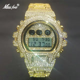 Hip Hop Fully Iced Out Men Watches Digital Luxury  Diamond Chronograph Wristwatch AAA Classic Stainless Steel