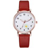 Casual Flower Children Watch Women Leather Belt Watches Simple Ladies' Small Dial Quartz Clock Dress Wristwatches Reloj mujer