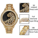 Hot Sale High Quality 18K Gold Luxury 3D Tiger Black Dial Diamond Watch