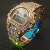 Hip Hop Fully Iced Out Men Watches Digital Luxury  Diamond Chronograph Wristwatch AAA Classic Stainless Steel