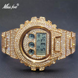 Digital Diamond Luxury Sport Stylish Gold Multifunction Electronic Watch