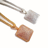 Jewelry New Fashion Retro Full Zircon Square Plate Rock Necklace Men's Hip Hop Party Pendant Necklace Gold Jewelry for Men Gifts