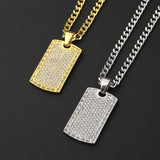 Jewelry New Fashion Retro Full Zircon Square Plate Rock Necklace Men's Hip Hop Jewelry Pendant Necklace Gold Chain for Men Gifts