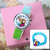 Disney Flash Light Girls Elsa Watches Kids with Bracelet Silicone Strap Princess Children Watches Student Clock reloj infantil