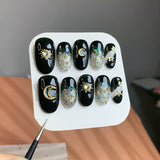 Galaxy Black Glue on Fake Nails Set