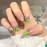 Rhinestone Green Ballerina Press on Nails