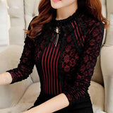 Flower Lace Patchwork Blouse - Kevous