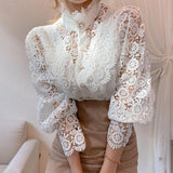 Flower Lace Patchwork Blouse - Kevous