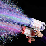 Bubble Gun Rocket 70 Holes Soap Bubbles Machine Gun Shape Automatic Blower With Light Toys For Kids Pomperos Children's Day Gift