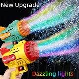 バブルガンおもちゃ子供用電動自動シャボン玉ロケットバブルマシン LED ライト付き屋外ウェディングパーティーおもちゃ子供のギフト