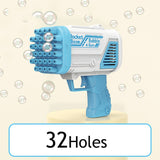 32-Hole Electric Bubble Gun Automatic Gatling Bazooka Bubble Maker Machine Children Gift Outdoor Soap Bubbles Blower Toy Blue