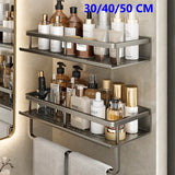 Ermo Bathroom Accessories Shelf Organizer 30-50CM No Drilling / PunchShower Storage Rack Gray Wall Mounted Space Aluminum