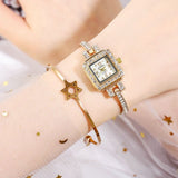 Small Square Dial Ladies Wristwatch Rhinestone Bracelet