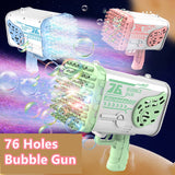 76/80/88 Holes Electric Rocket Bubble Gun With LED Gatling Blowing Soap Water Bow Bubble Machine Outdoor Toys For Children Gifts