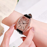 Fashion Tonneau Dial Women Leather Watch