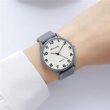 Fashion Lady Hot Sales Leisure Grey Digital Simple Quartz Watch