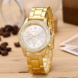 2022 Luxury Geneva Brand Women Gold Stainless Steel Quartz Watch