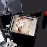 Women Oval Temperament Diamond Watch Luxury Titanium Bracelet Watches Gift Sets