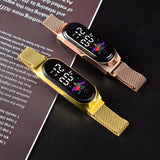 Luxury Brand LED Digital Children Watches for Girls Stainless Steel Electronic Watch Full Touch Military Clock Reloj Hombre
