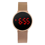 LED Electronic Fashion Watch For Women Rose Gold