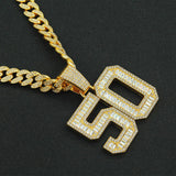 Hip Hop Iced Out Cuban Chain Bling Diamond Rhinestone Number 50 Pendants Mens Necklaces Gold Club Charm Jewelry for Male Choker