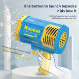 2023 Summer Bubble Gun Rocket 69 Holes Soap Bubble Machine Guns Launcher Automatic Blower With Light Pomperos Toys For Kids Gift