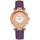 Rhinestone Women Leather Quartz Ladies Watch