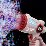 バブルガンのおもちゃ電動自動シャボンロケットブーム泡メーカーポータブル屋外キッズギフト LED ライトウェディングパーティーのおもちゃ