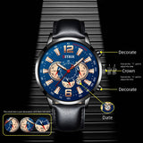 Explosions Korean Version Calendar Fake Three-eye Luminous Men's Leather Quartz Watch