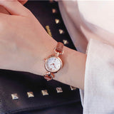 Simple Quartz Wrist Watch PU Leather Strap Mini Thin Dial Watches H9