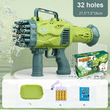 Dinosaur Soap Bubble Gun Machine Toy 32 Holes Electric Automatic Bazooka Bubble Maker Gun Outdoor Party Kids Toys Gifts