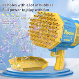 2023 Summer Bubble Gun Rocket 69 Holes Soap Bubble Machine Guns Launcher Automatic Blower With Light Pomperos Toys For Kids Gift