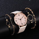 Top Style 5PCS Set Women Luxury Leather Analog Ladies Quartz Wrist Watch