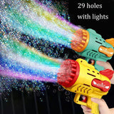 Bubble Gun Electric Automatic Soap Rocket Bubbles Machine Kids Portable Outdoor Party Toy LED Light Blower Toys Children Gifts