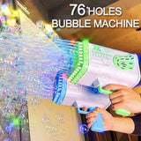 Bubble Gun Rocket 69 Holes Soap Bubbles Machine Gun Shape Automatic Blower With Light Toys For Kids Pomperos Children‘s Day Gift