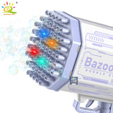 HUIQIBAO Bazooka Bubble Gun Rocket 69 Holes Bubbles Machine Summer Automatic Soap Blower With Light Toys For Kids Children Gift