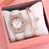 2022 New Simple Diamond Dial Design Ladies Leather Wrist Watch