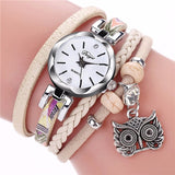 Women Quartz Wristwatches Leather Winding Bracelet Watch