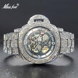 Diamond Iced Hip Hop Automatic Watch Skeleton Movement Wristwatch