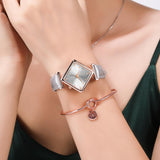 Elegant Simple Rectangle Ladies Silver Quartz Watch