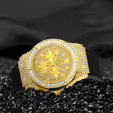 Gold Waterproof Diamond Bezel Chronograph Watch